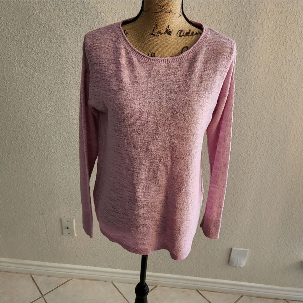 LOFT Pink Slub Knit Crew Neck Lightweight Pullover Sweater Small